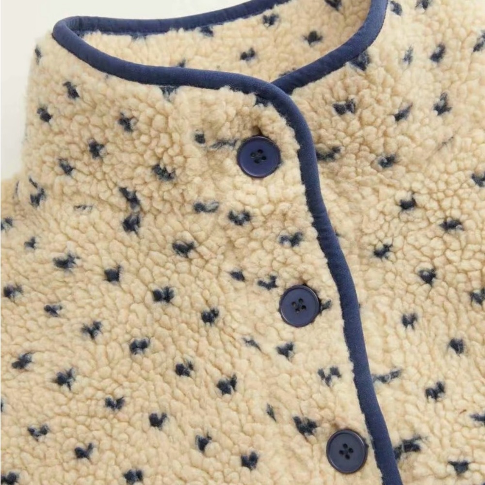 NWT Cider Fleece Stand Collar Two Tone Patchy Drawstring Oversized Sweatshirt - Picture 3 of 3